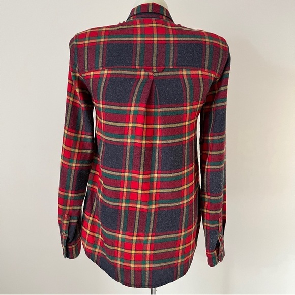 American Eagle Flannel Shirt AE Ahh-Mazingly  Soft Boyfriend Fit Red Blue Sz XXS - Picture 2 of 14